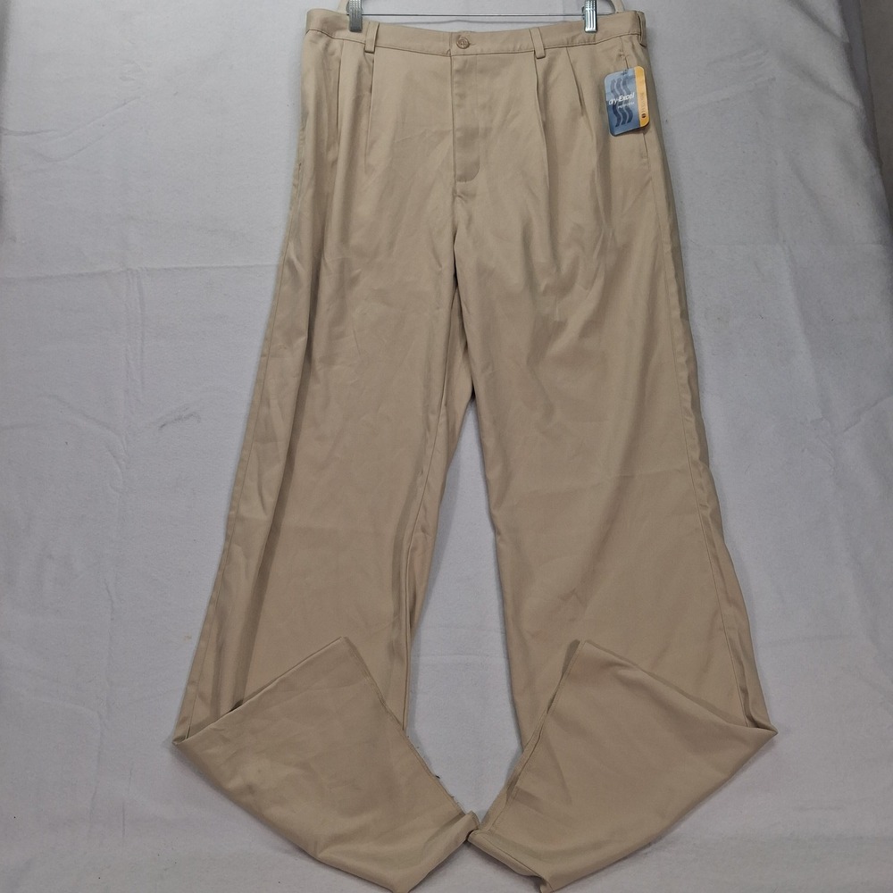 Holloway Pants Mens 38 dry-Excel Perform Pleated Khaki Wicking NEW